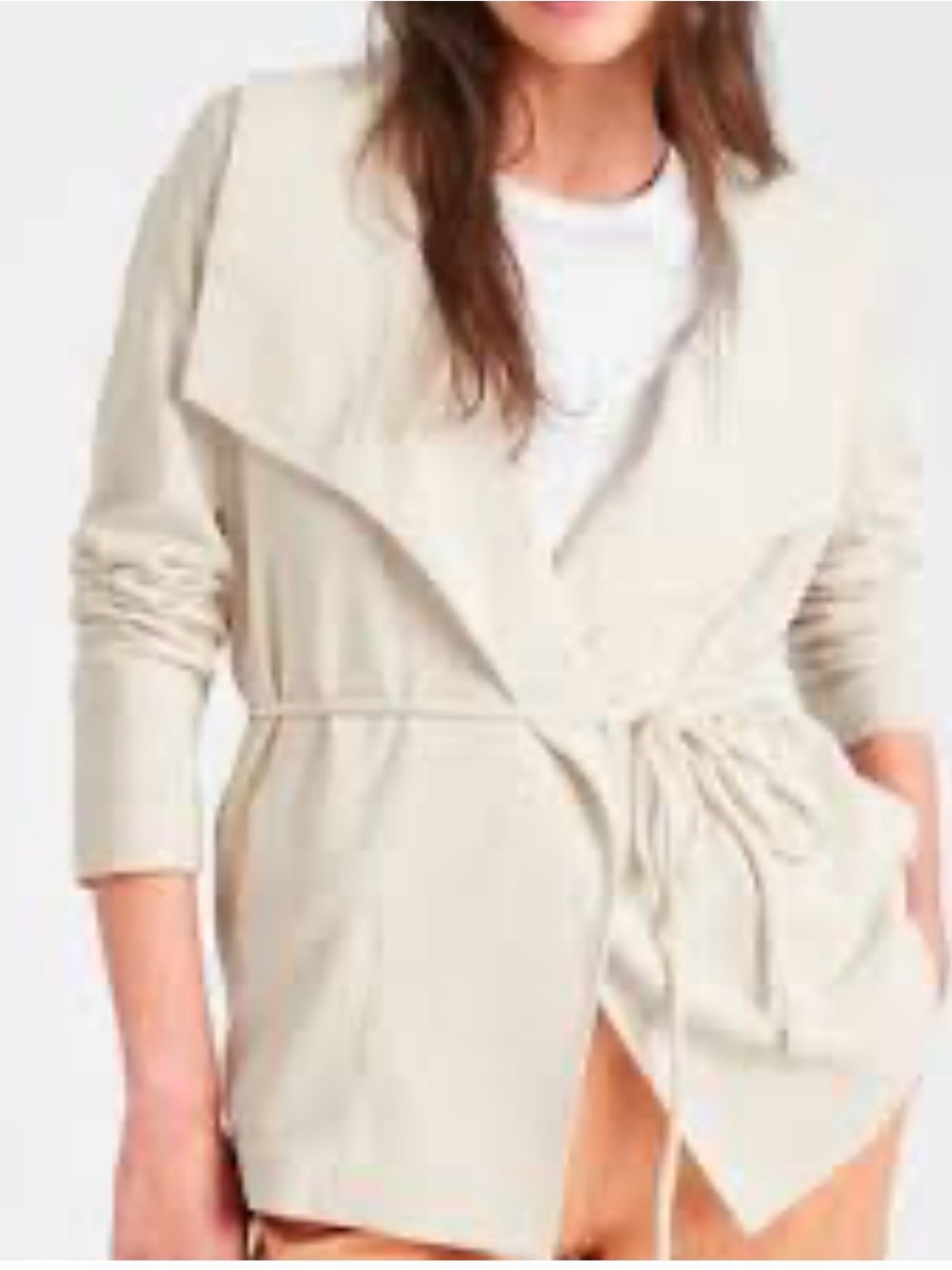 Banana Republic Cream Tie-Waist Draped Cardigan
